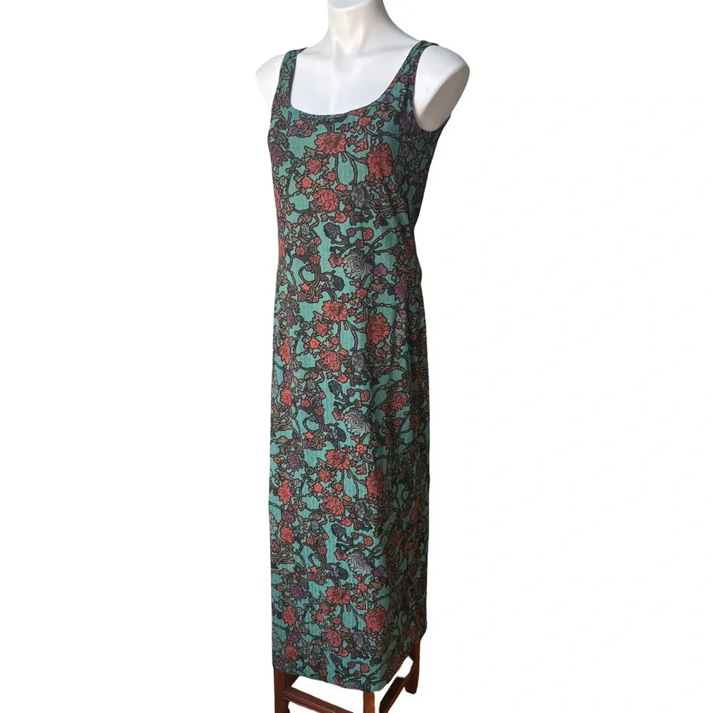 Peruvian Connection Art Nouveau Pima Cotton Tank Maxi Dress, Sz S - Picture 6 of 13